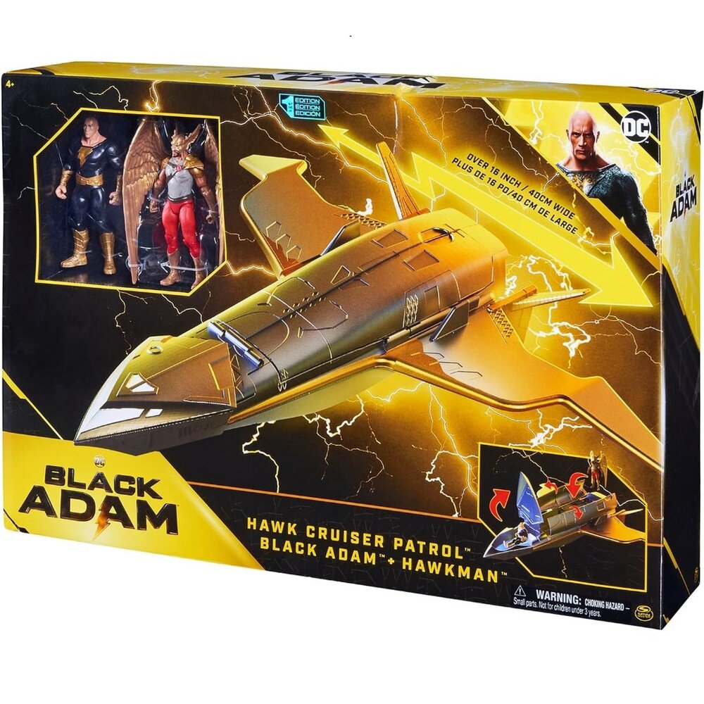 3/$77❤️open box 16" Hawk Cruiser Patrol - Black Adam + Hawkman 4" Action Figures